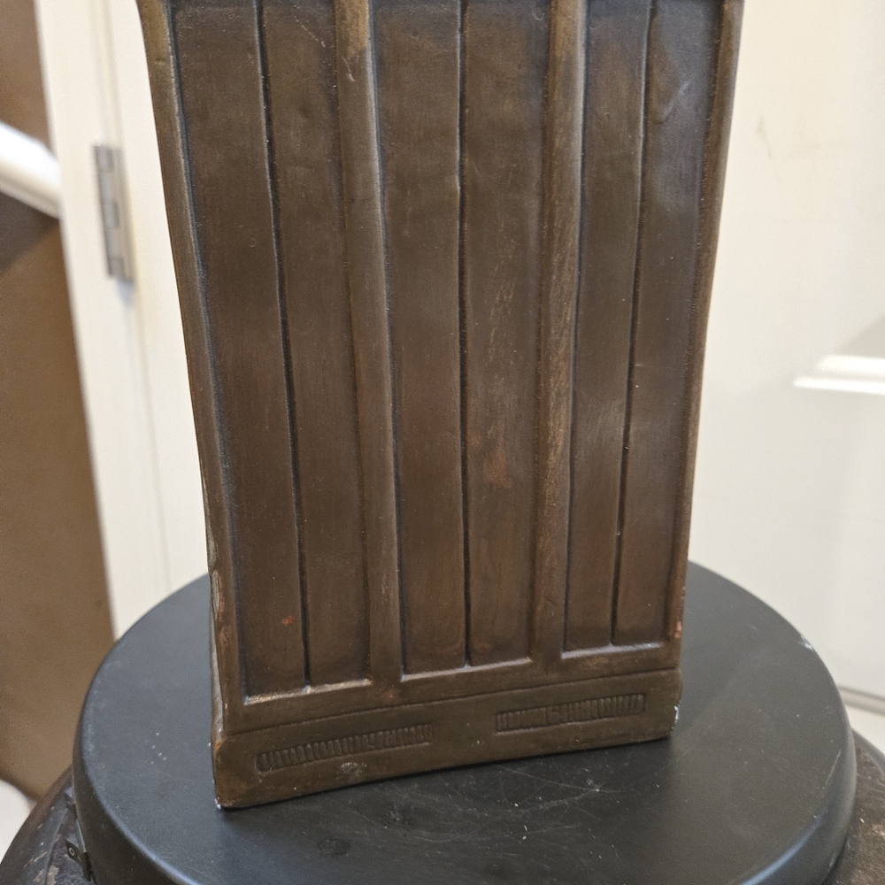 Vintage Bronze Bookend with Red and Blue Accents - Picture 12 of 12